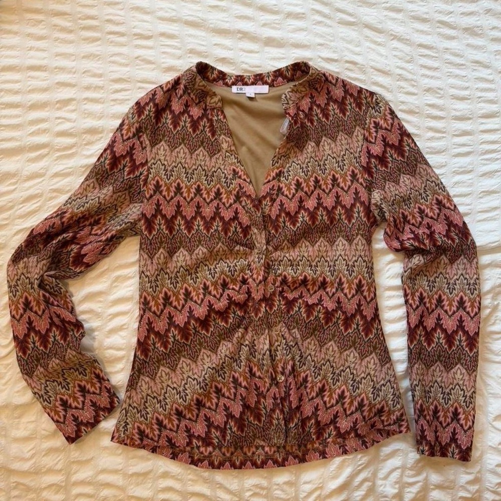 Dr2 Multicolor Zigzag Button Down Shirt - image 6